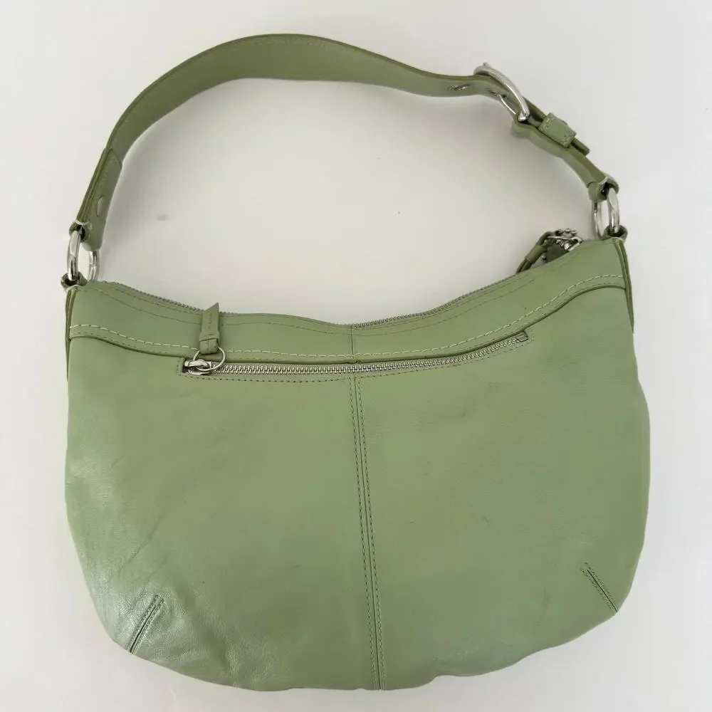Coach Soho Pleated Leather Shoulder Bag Lime Mint Green F13730